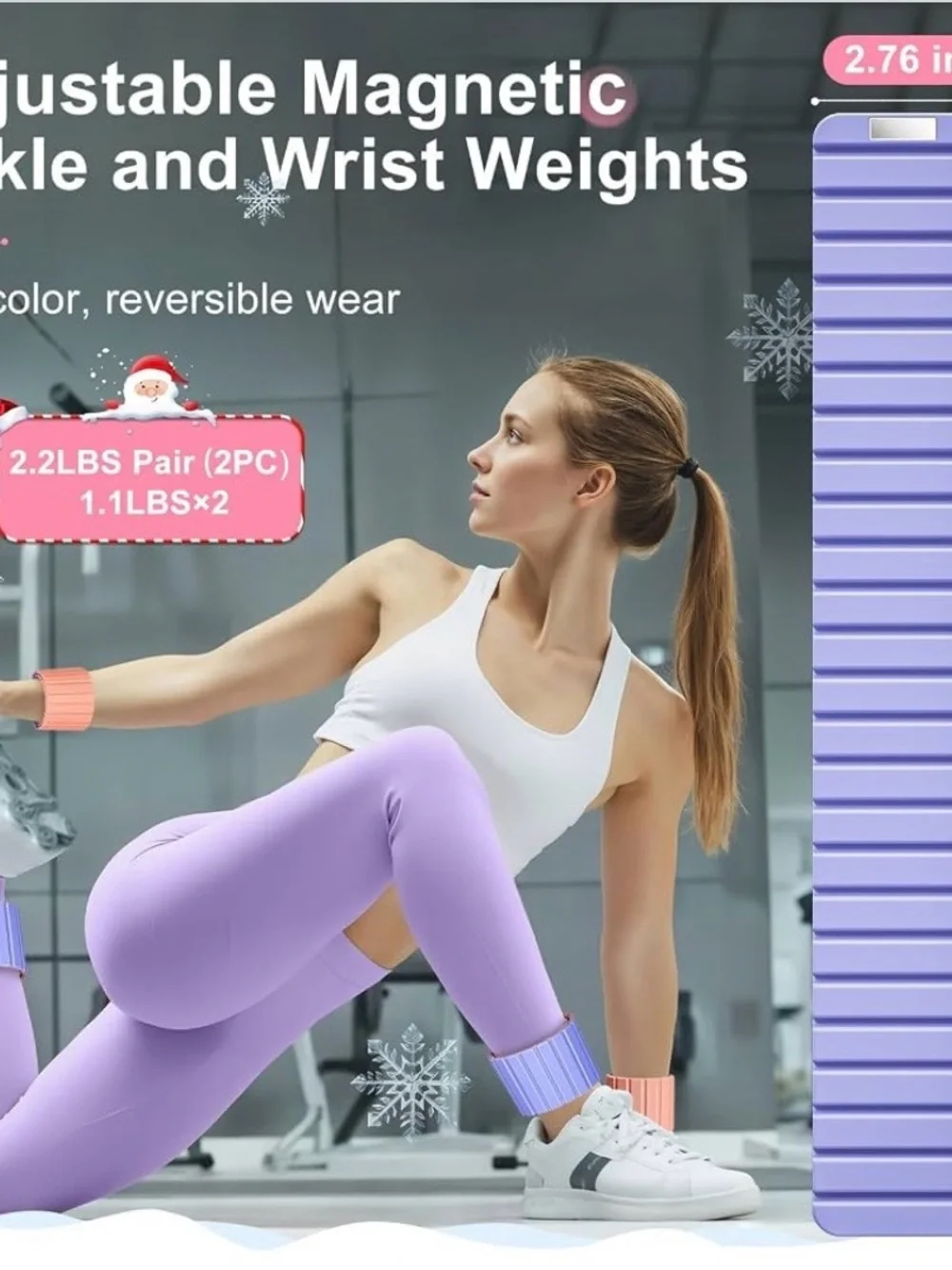 2 Pcs. Magnetic  Pink Fitness Ankle/Wrist Weight 1.1 lbs Waterproof (New)